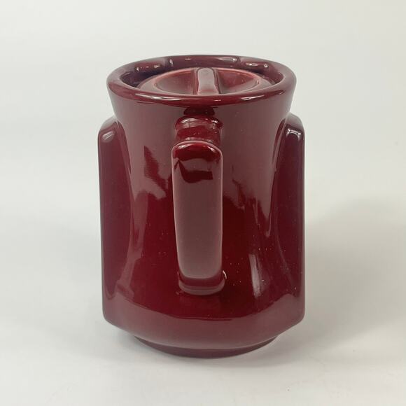 Burgundy Teapot 6" Red Ceramic Burden China POOR MCM Mid Century Retro Art Deco - Picture 2 of 14